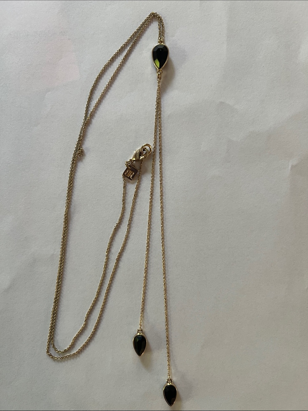 Banana Republic Factory Gold Necklace with Black Teardrop Accents